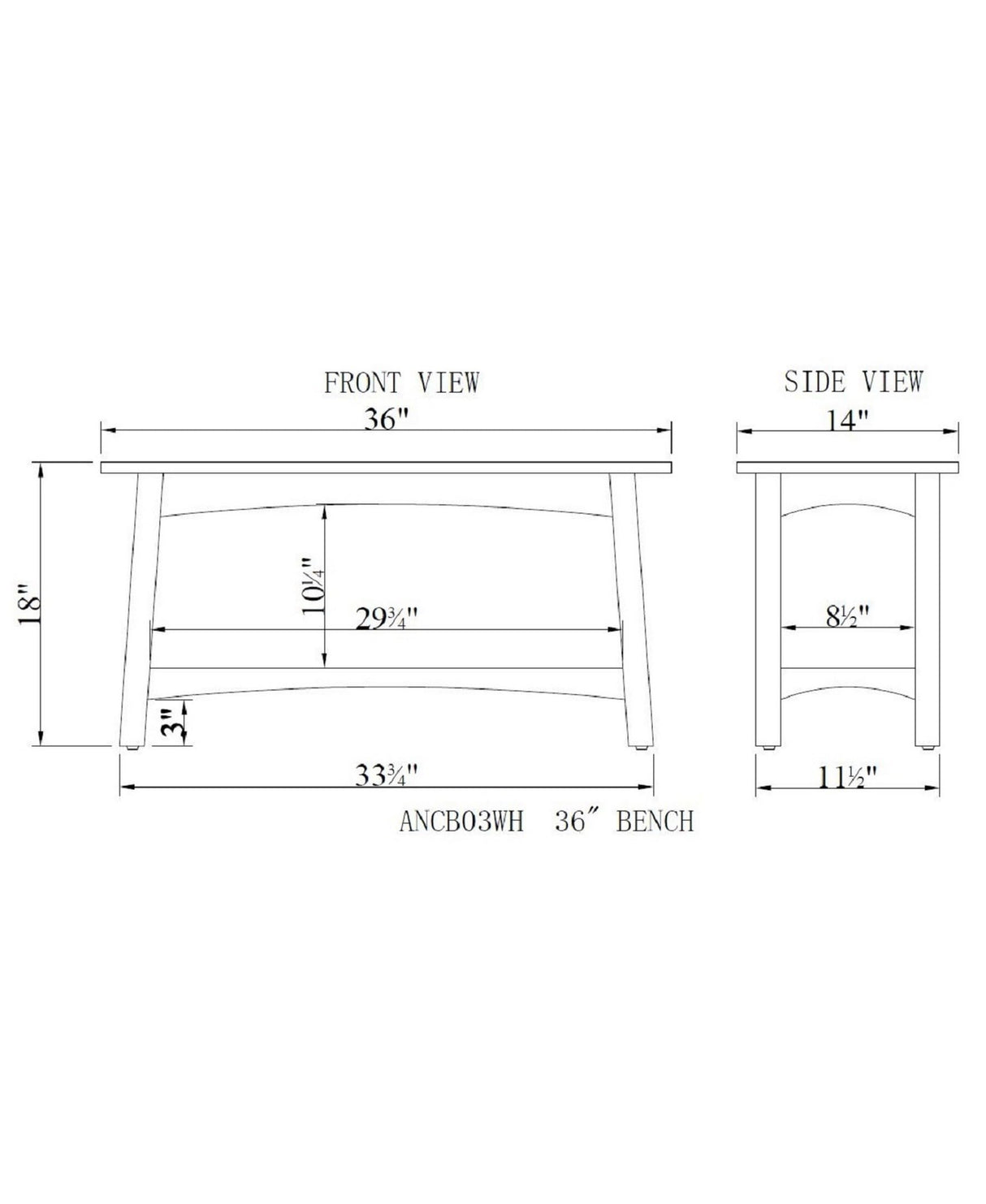 Alaterre Furniture Craftsbury 36 in. Wide Entryway Bench with Shelf, Dove Gray, Wood Accent Bench Seating for 2, Store Shoes & Bags, Perfect for Entryway, Dining or Living Room Furniture Alaterre Furniture