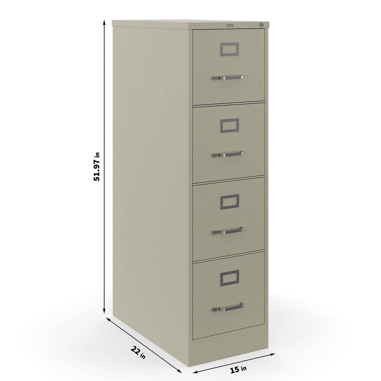 STAPLES Commercial 4-Drawer Vertical File Cabinet, Locking, Letter, Putty/Beige, 22-inch D (22336D) STAPLES