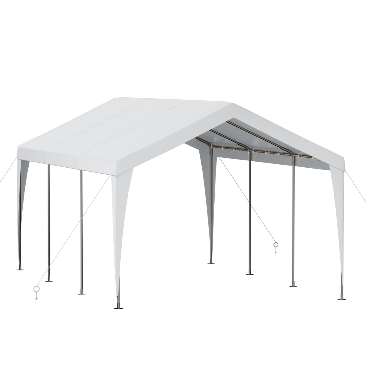 Galvanized Frame Carport Canopy (White-Without Sidewalls, 10 * 20FT) BUPPLEE