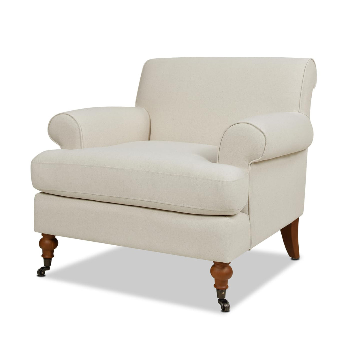 Jennifer Taylor Home Alana Lawson Accent Arm Chair Metal Casters, Light Beige Linen Jennifer Taylor Home