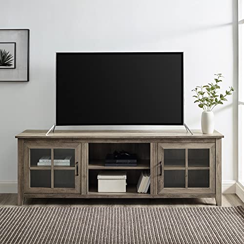 Walker Edison Portsmouth Classic 2 Glass Door TV Stand for TVs up to 80 Inches, 70 Inch, Grey Wash Walker Edison