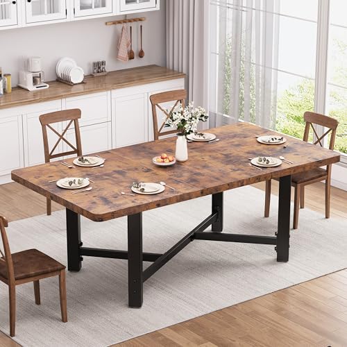 Jocoevol Dining Table for 4-6,62“Extendable Round Kitchen Dining Room Table, Space Saving Rectangle Large Expandable Wood Dinner Furniture for Small Space, Brwon(47-62In*28In*30In Jocoevol