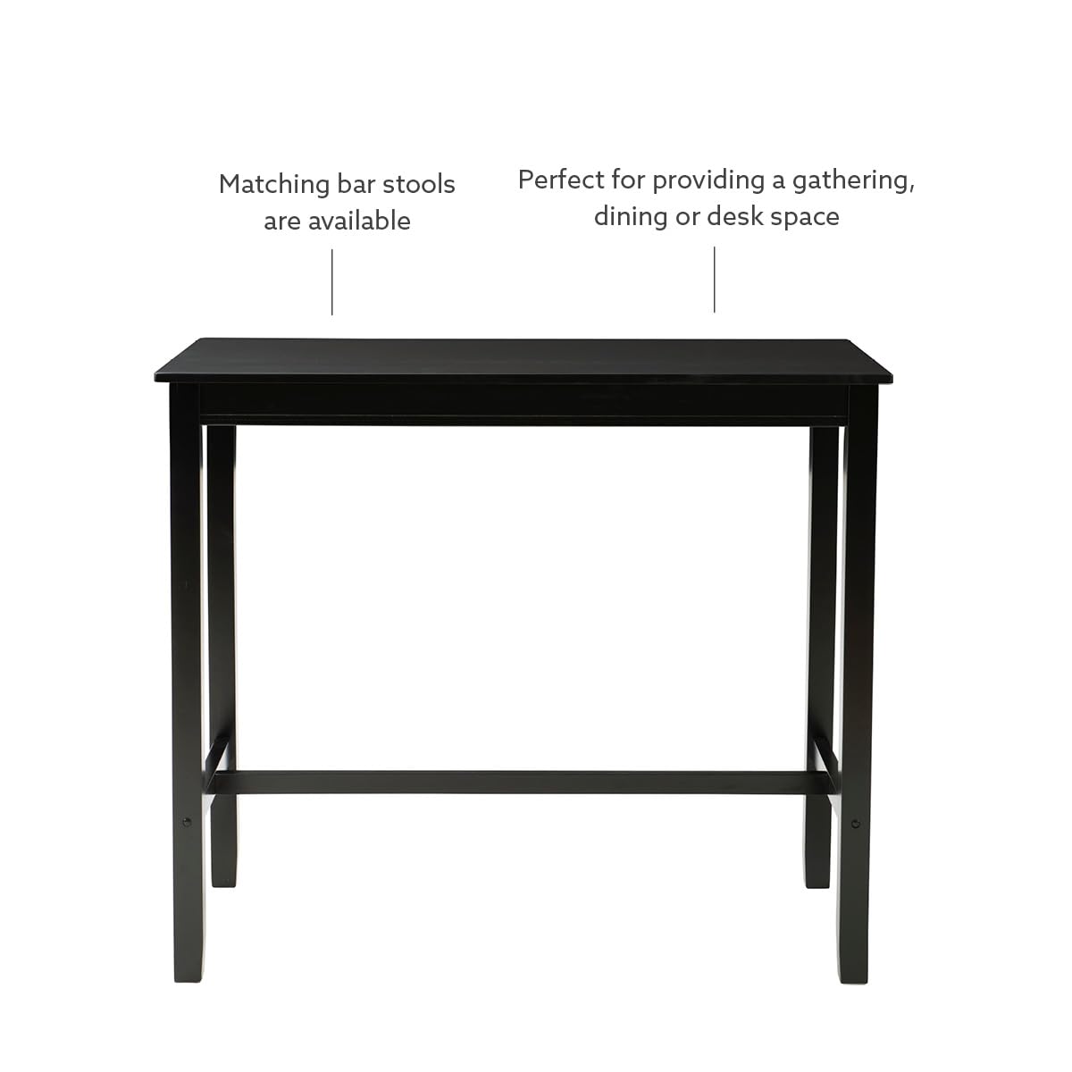 Linon 42 inch Bar Height Pub Claridge Table, Black Linon