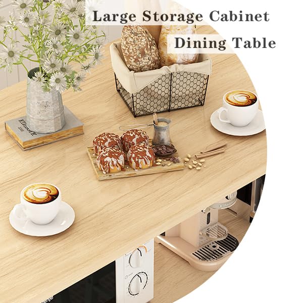 AWQM 3-Piece Beige Bar Table Set with Storage & Stools for Small Spaces AWQM