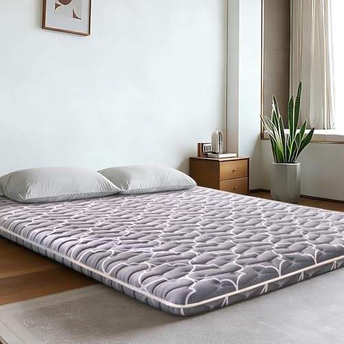 6th Generation Japanese Floor Futon Mattress - Extra-Thick 9-Layer Modern Futon with 100% High-Density Foam, Portable Floor Mattress Sleeping Pad for Adults, Guest Room, Dormitory, Full Size (54"X80") Feisaibaoly