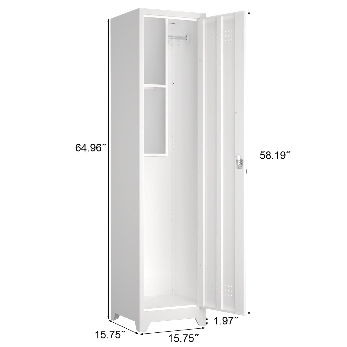 STEELIST Slim Broom Storage Cabinets, Metal Cabinet with Shelves and Hanging Rod, 65" Utility Storage Cabinet with Locking Door, Tall Cleaning Cabinets for Kitchen, Pantry, Office, Shop, Garage STEELIST