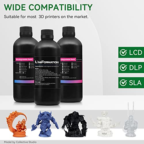 Uniformation 3D Printer Resin PLA Plant Based Resin,Biodegradable 405nm UV Curing Photopolymer Rapid for 4K 6K 8K LCD/DLP/SLA 3D Printer Space Orange Red 1kg Uniformation