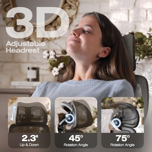ELABEST X100 Ergonomic Mesh Office Chair with Footrest, Big and Tall Hone Desk Chair with 5D Flip-Up Arms, Adjustable 3D Lumbar Support,Gaming & Executive Computer Chairs ELABEST