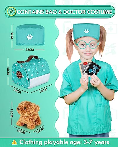 Lehoo Castle Wooden Doctor Kit for Kids, Vet Play Sets for Kids, Veterinarian Kit for Kids, Pretend Play Doctor Set with Dog Bag, Medical Kits Doctor Toys Gift for Kids Boys Girls Aged 3 4 5 6 Lehoo Castle