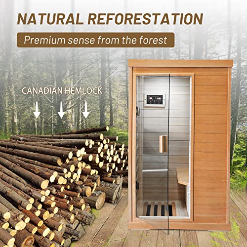 HOSAUNA Infrared Sauna,Double -Layer Canadian Hemlock Wood Build Infrared Saunas for Home,Low EMF 800W Home Sauna HOSAUNA