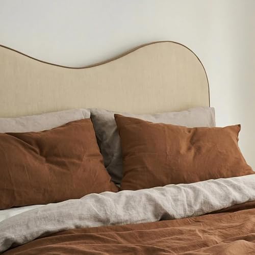 Gaytri Handicraft Linen Duvet Cover in Tobacco & Beige. King, Queen, Twin, Full, Double, Single Sizes. Tobacco Linen Duvet Cover. Brown Bedding Set with Zipper Closure & Ties (Twin XL 59x102) Generic