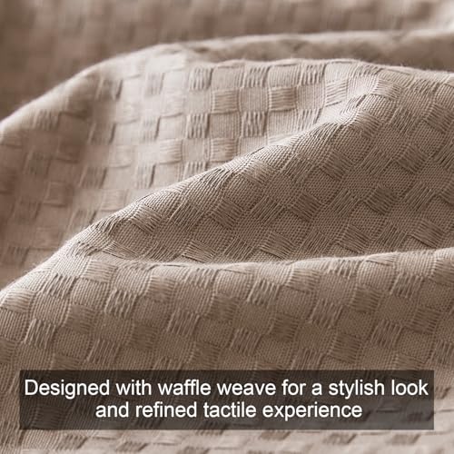 DCSKY Cotton Duvet Cover King,100% Cotton Waffle Weave Brown Duvet Covers King Size,Luxury Textured & Breathable 3pcs with 2 Pillow Shams for All Season 104x90 Inches DCSKY