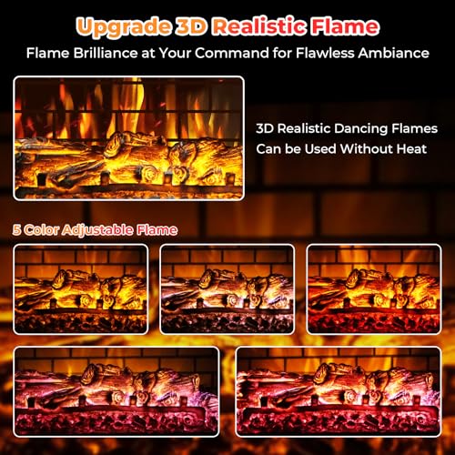 Kucreiheat Electric Fireplace Heater 23" w/Remote, 3D Flame Effects, 750/1500W Electric Heater Fireplace w/Timer, Overheat Protection, Energy Saving Electric Fireplace Stove for Indoor Use, Black Kucreiheat