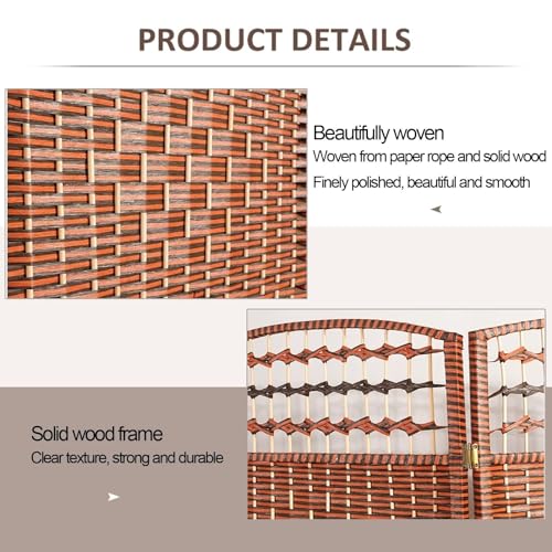 Generic 3/4/5 Panel Room Divider Screen| Hand-Woven Rattan Folding Privacy Protection Screen| Free Standing Decorative Separator for Home Office Bedroom Bathroom Dressing Room(Pink,60x30cm-3PCS) Generic