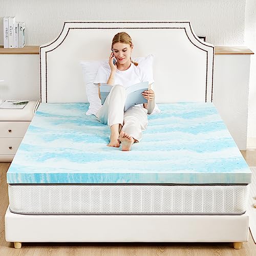Sweetcrispy Memory Foam Mattress Topper King, 3 Inch Thick Gel Infused Cooling Toppers Pad for King Size Bed, Sleeper Sofa, RV, Camper, CertiPUR US Certified, Ventilated and Breathable Sweetcrispy