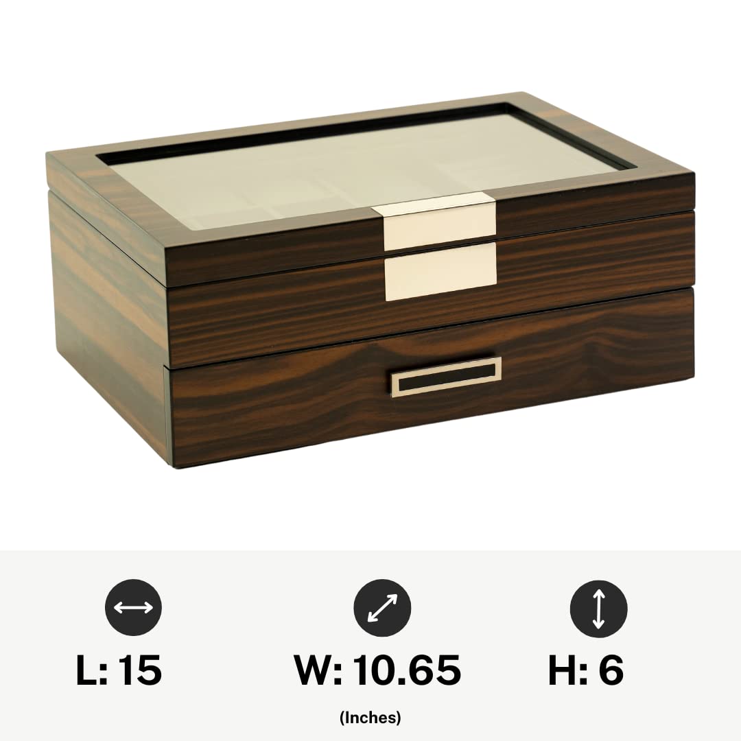 Decorebay Executive Unisex Black Wood Valet sunglasses and Jewelry Box Storage (SuperStar 2) Decorebay