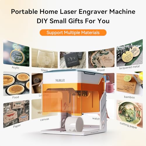 WAINLUXPRO K10 Laser Engraving Machine,0.01mm Accuracy 3000mwLaser Engraver, 80 * 80 Engraving Area,WiFi Connection,DIY Tools for Wood, Leather, Laser Class1,Offline Engraving,Grabadora Láser WAINLUXPRO