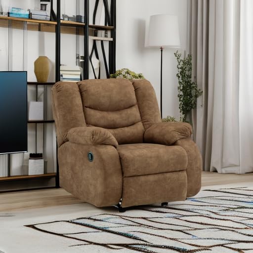 Signature Design by Ashley Partymate Contemporary Faux Leather Manual Rocker Recliner, Dark Brown Signature Design by Ashley