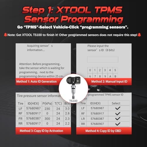 XTOOL TP150 TPMS Programming Tool, Universal TPMS Tire Sensor Relearn/Reset/Activate/XTOOL TS100 Sensor Programmer, Tire Pressure Monitor System Diagnostics Tool XTOOL