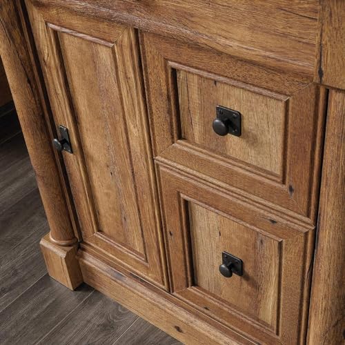 Sauder Palladia Desk with Hutch, L: 59.49" x W: 23.54" x H: 56.5", Vintage Oak Finish Sauder