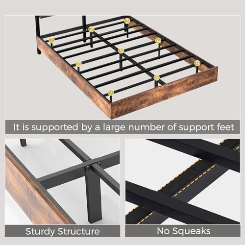 LUCKLIFE Floating Bed Frame Full Size, with Adjustable Headboard and Smart LED Lights, Upholstered Bed Frame with RGB Lights, Modern Metal Bed, Easy Assembly, Under-Bed Storage, Bedroom LUCKLIFE