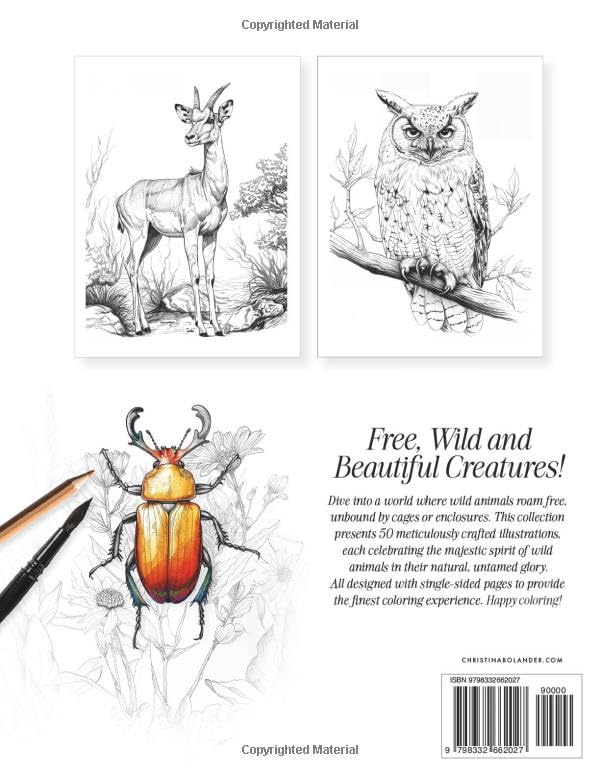 Wild Animals Coloring Book: 50 Advanced Greyscale Illustrations | Artistic Depth for Ages 12 and Up | A Relaxing Journey for Teens and Adults (The Animal Kingdom Coloring Artistry Series) Majosta