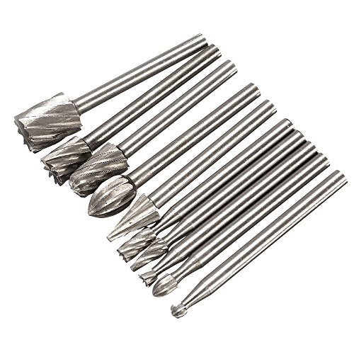 Yakamoz 2 Set of 10pcs 3mm 1/8 Inch Shank HSS Routing Router Bits Burr for Dremel Rotary Engraving Wood Working Tool YAKAMOZ