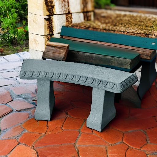 EMSCO Group Garden Bench – Natural Granite Appearance – Made of Resin – Lightweight – 12” Height Emsco Group