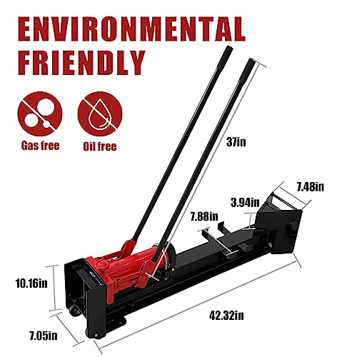 BIG RED ATGS012 Torin Hydraulic Log Splitter: Durable Manual Wood Splitter with Horizontal Full Steel Beam, Labor-saving Machine - Stable and Safe, BIG RED