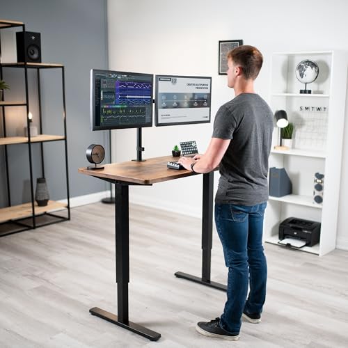VIVO Compact Hand Crank Stand Up Desk Frame for 37 to 77 inch Table Tops, Ergonomic Standing Height Adjustable Base with Foldable Handle, Black, DESK-M051MB VIVO
