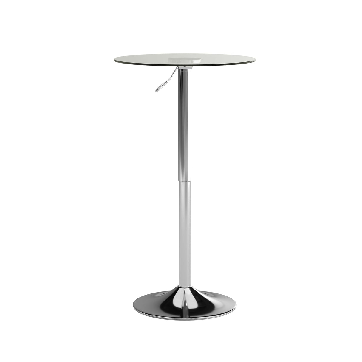 Flash Furniture Chad 23.5'' Round Glass Cocktail Table with Adjustable Height Frame, Bar Height Table for Commercial or Residential Use, Clear/Chrome Flash Furniture