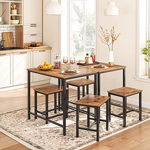 HOOBRO 3-Piece Industrial Dining Table Set, Kitchen Table, Space Saving Dinette for Kitchen, Dining Room, Small Space, Breakfast Nook, Living Room, Party, Rustic Brown and Black BF75CZ01G1 HOOBRO