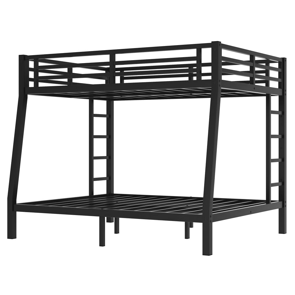 Metal Full XL Over Queen Bunk Bed for Teens and Adults,Space-Saving/Noise Reduced/No Box Spring Needed, Old SKU W1307S00020 (Black + Metal) RadiantName