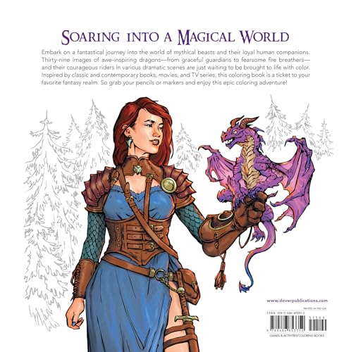 Dragon Riders: A Fantasy Coloring Book (Dover Adult Coloring Books) WoodArtSupply