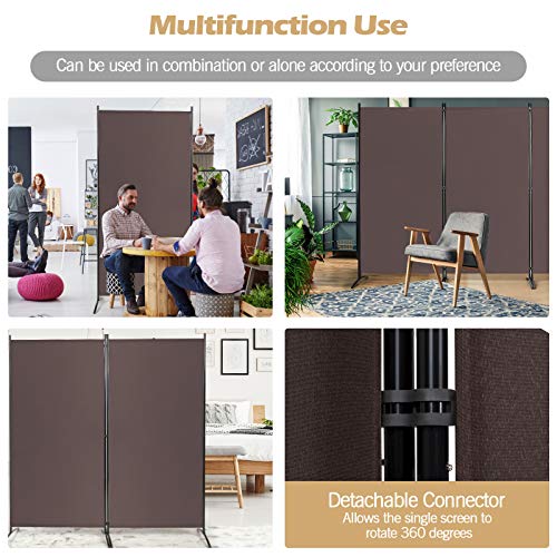 Giantex 3 Panel Room Divider, 6 FT Folding Privacy Screen, Wall Partition for Room Separation, Folding Divider for Home Office, Living Room, Brown Giantex