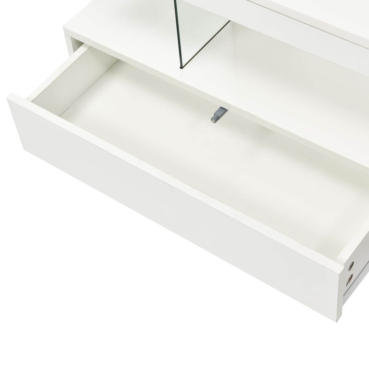 LED Coffee Table with Storage, Modern Center Table with Open Display Shelf & 2 Double Sliding Drawers, Accent Furniture with LED Lights for Living Room, Easy Assembly (White-HH80) Aiuyesuo