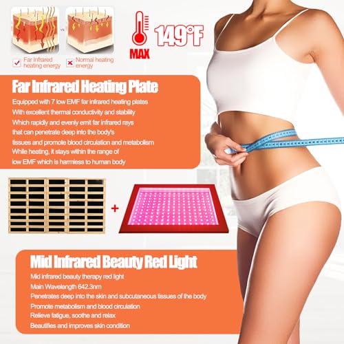 3 Person Sauna Outdoor Sauna Far Infrared Saunas Ultra Low EMF Infrared Sauna for Home 1950W 20Amps Indoor Sauna Mahogany Wooden Sauna Spa with Beauty Red Light, Foldable Seat, Headrest, 0-5mG SALUSHEAT