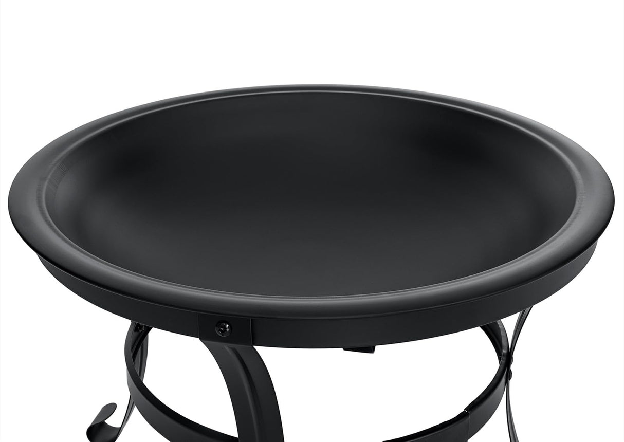 SINGLYFIRE 22 inch Fire Pit for Outside Outdoor Wood Burning Small Bonfire Pit Steel Firepit Bowl for Patio Camping Backyard Deck Picnic Porch,with Spark Screen,Log Grate,Poker SINGLYFIRE