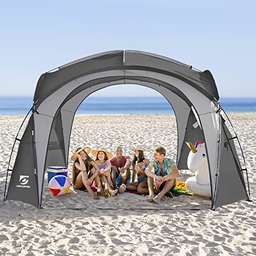 UNICAMPER Beach Tent 12 X 12ft Large UPF50+ Pop Up Canopy with 2-Pcs Side Wall, Sun Shelter Rainproof, Waterproof for Camping Trips, Backyard Fun, Fishing, Parties, Or Picnics(Gary) UNICAMPER