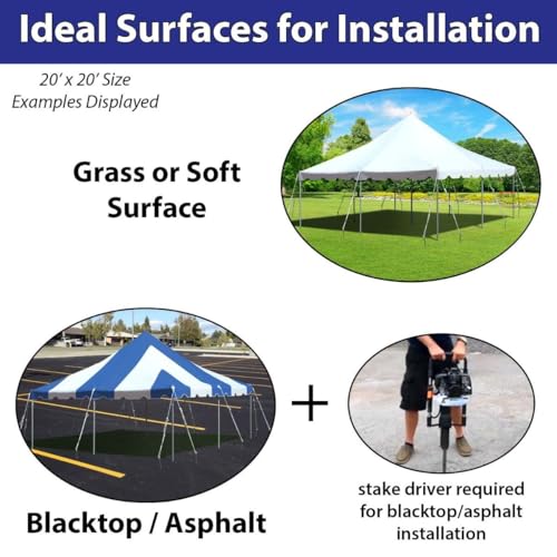 20' x 40' Standard Tent Pole Set | Used with Party Tents Direct 20x20 Weekender Pole Canopy Tent | Heavy Duty Galvanized Steel | Side and Center Poles Only (Top Not Included) Party Tents Direct