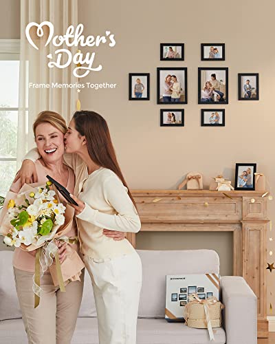 SONGMICS Picture Frames, 10 Pack Collage Picture Frames with Two 8x10, Four 5x7, Four 4x6, Photo Frame Set for Wall Gallery Decor, Hanging or Tabletop Display, Clear Glass Front, Ink Black SONGMICS