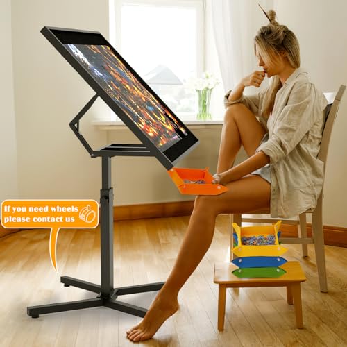 1500 Piece Jigsaw Puzzle Table with Legs,28"x35" Large Puzzle Table for Adults,Adjustable height &12 tilt angles,Wooden Jigsaw Puzzle Board with 4 Puzzle Sorting Trays & Cover,Birthday Gift for Family HEBESPACE