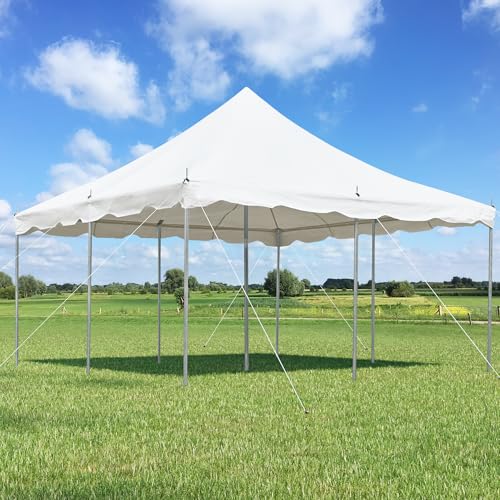 EROMMY 15x15ft Pole Party Tent, Heavy Duty Outdoor Canopy with Carry Bags, Large White Event Tent for 40 People, Ideal for Parties, Weddings, and Gatherings EROMMY