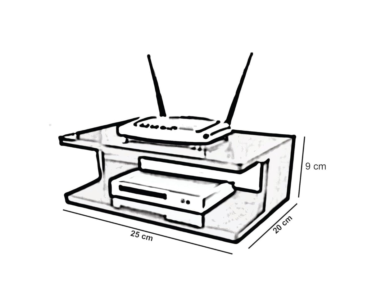 Zig Zag Wooden Floating Wall Tv Shelf Entertainment Centre Wall Mounted Component Shelf for Cable Boxes, Games Consoles, TV Accessories (25x 20x 8 cm), Brown zig zag