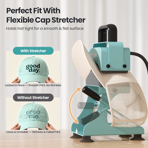 EENOUR Hat Press, Hat Heat Press Machine with 2 Platens & Caps Stretcher, Hat Press Heat Machine for Caps with Memory Mode, Precise Time and Temperature Control, Heat Transfer Printing for Caps, Hats EENOUR