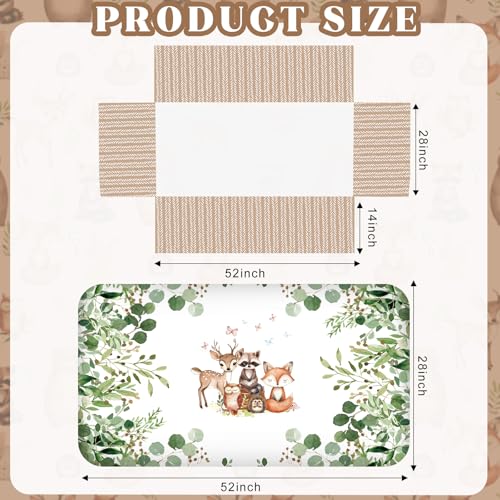Hahafelt 3 Pcs Baby Crib Bedding Set Safari Animals Dinosaurs Bear Woodland Animals Jungle Crib Set Includes Quilt, Fitted Sheet, Skirt for Baby Boy Girl(Green,Woodland Raccoons Deer Etc.) Hahafelt