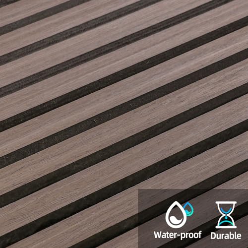 Elvone 2PCS Wood Wall Panels, 3D Fluted Sound Absorbing Slat Wall Paneling in Walnut, Wood Finish Sound Proof for Wall and Ceiling 47.2" x23.6"/ Elvone