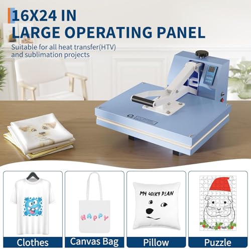 STMHOM Heat Press 16x24, Industrial Heat Press Machine for T Shirts, Fast Heating Digital Heat Transfer Press for Sublimation and Vinyl, Large Clamshell Heat Press for Clothes and Canvas Bags STMHOM