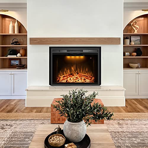 Benrocks 36” Electric Fireplace Inserts with Glass Door and Mesh Screen, Multicolor Flames & Fire Crackling Sounds, Timer, Overheating Protection Fireplace Heater, 750/1500W Benrocks