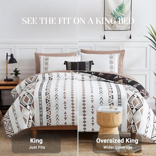Geniospin King Size Comforter Set- 7 Pieces Boho Bed in a Bag, Western Bedding Set for All Seasons, Reversible Aztec Bedding, Lightweight Comforter Bed Set with Sheets, Pillowcases & Shams Geniospin